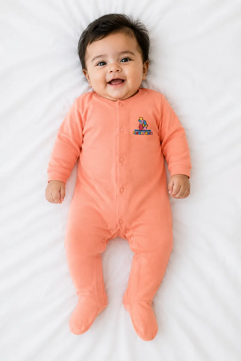 Cotton Solid Rompers for Babies - Orange