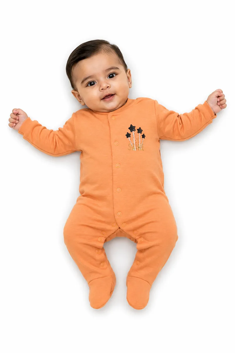 Cotton Solid Rompers for Babies - Orange