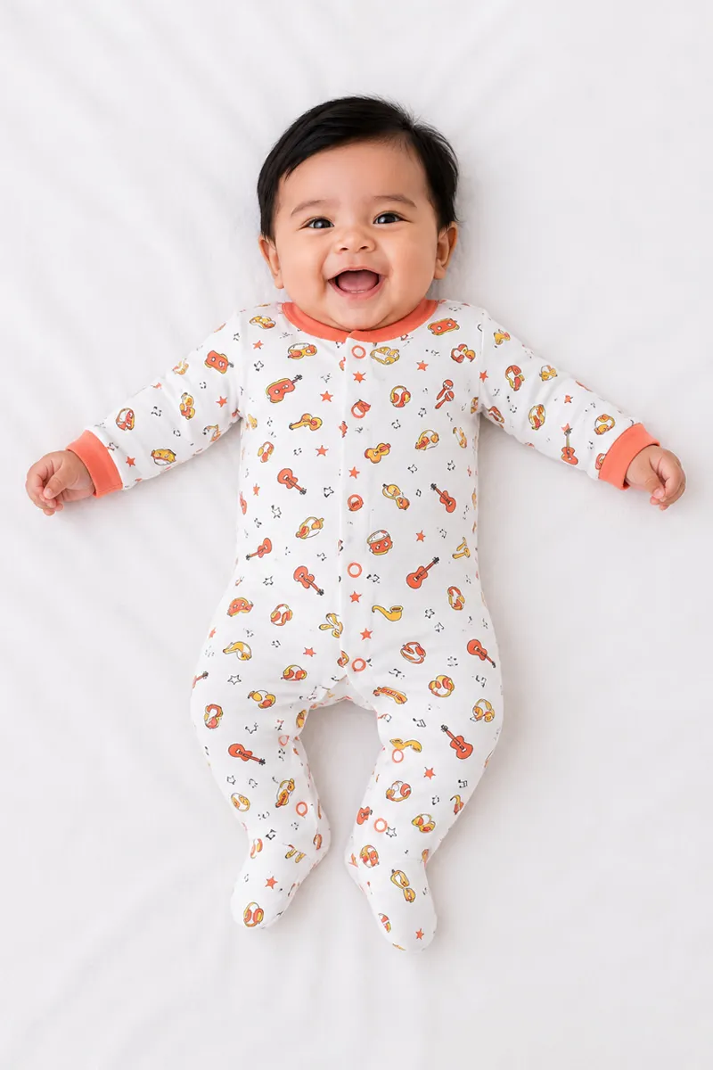 Cotton Printed Rompers for Babies - White