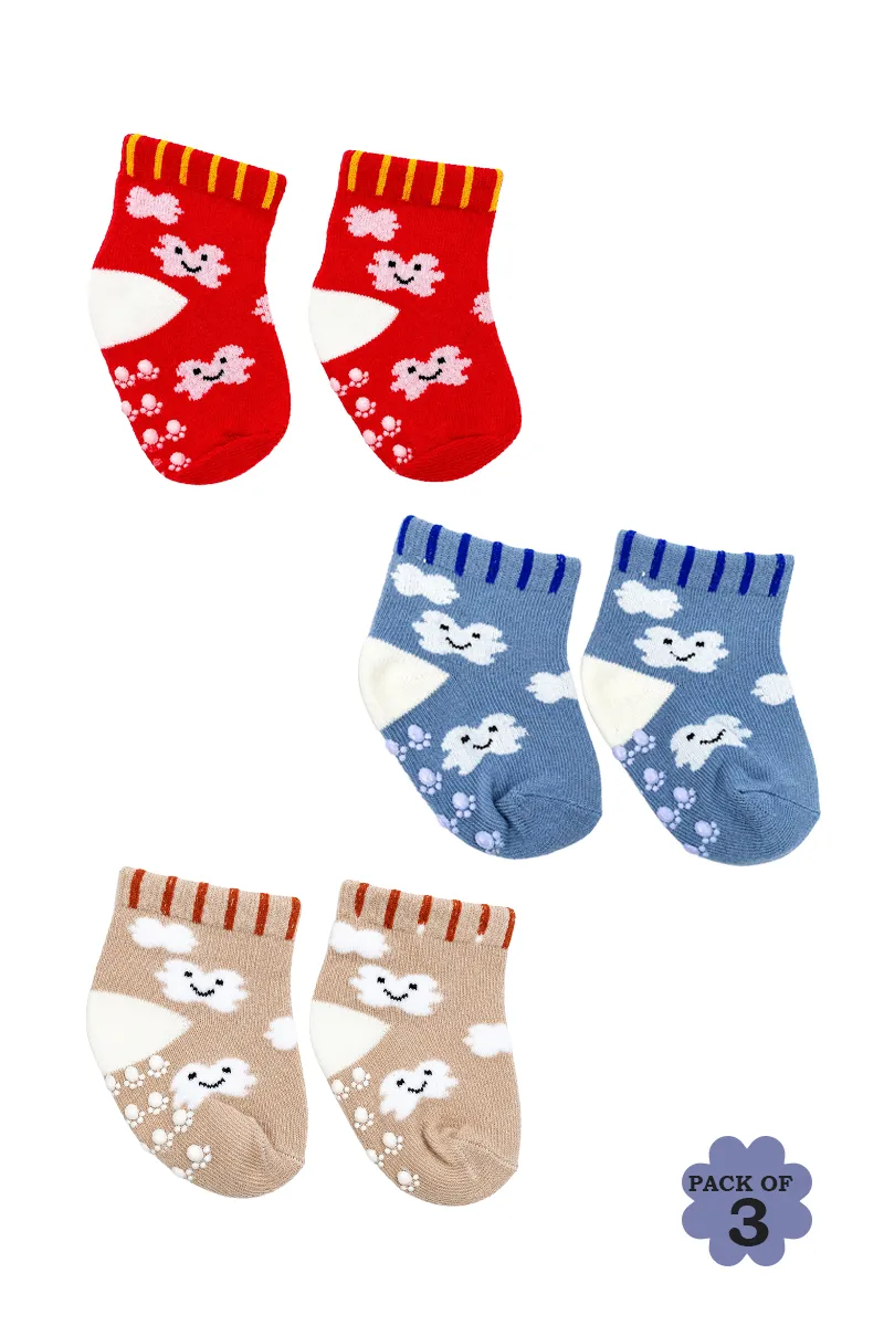 Pack of 3 Cotton Printed Socks for Babies - Multicolor