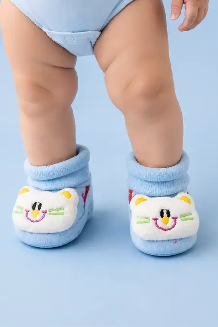 Ankle-Length Bootie Socks for Babies -  Blue