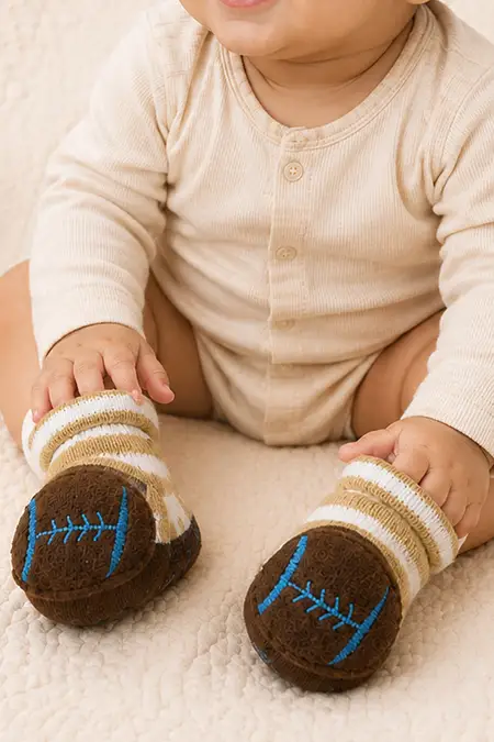 Ankle-Length Bootie Socks for Babies -  Brown