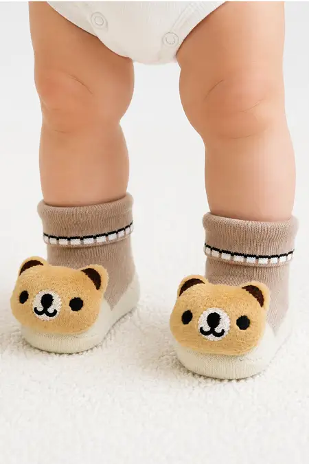 Ankle-Length Bootie Socks for Babies -  Brown