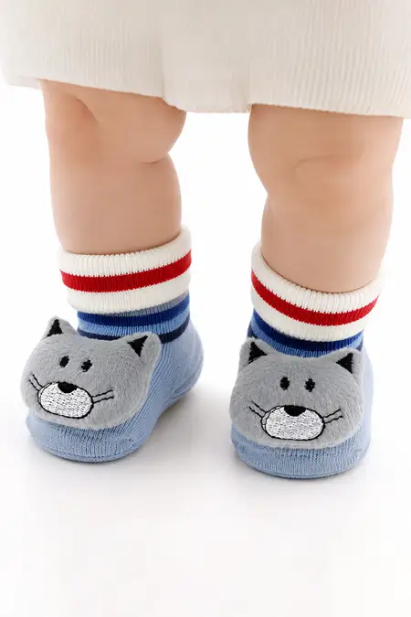 Ankle-Length Bootie Socks for Babies -  Grey