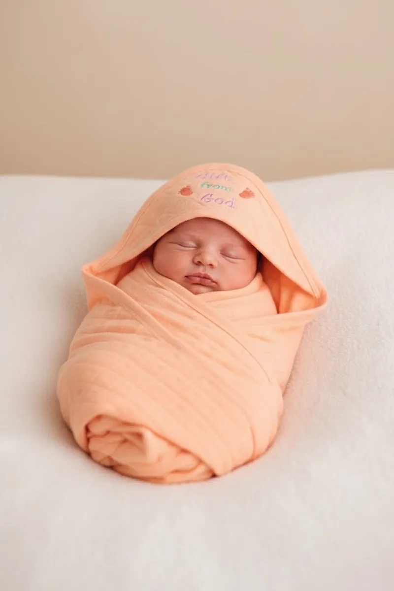 Cotton Solid Swaddle for Babies - Light Orange CLJBSW0016LIGORAFRESIZ