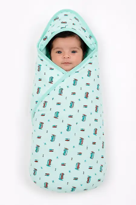 Cotton Printed Swaddle for Babies -  Green