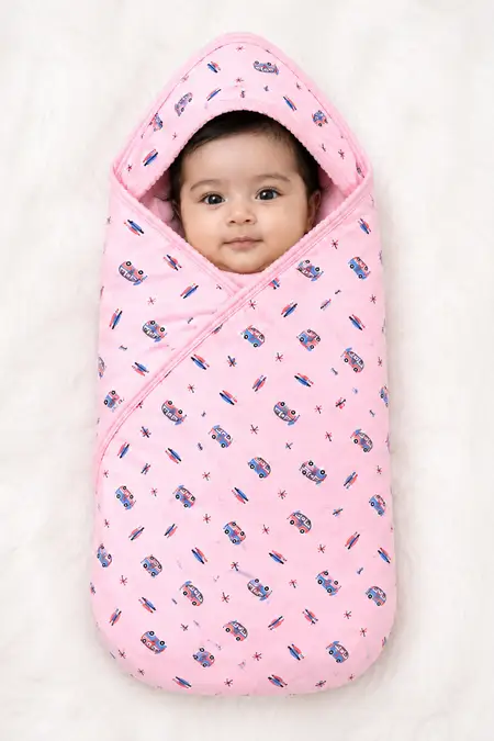 Cotton Printed Swaddle for Babies -  Pink