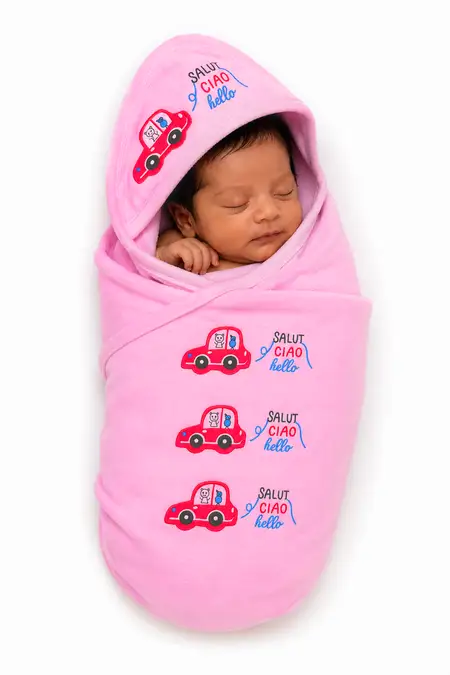 Cotton Printed Swaddle for Born Babies -  Pink
