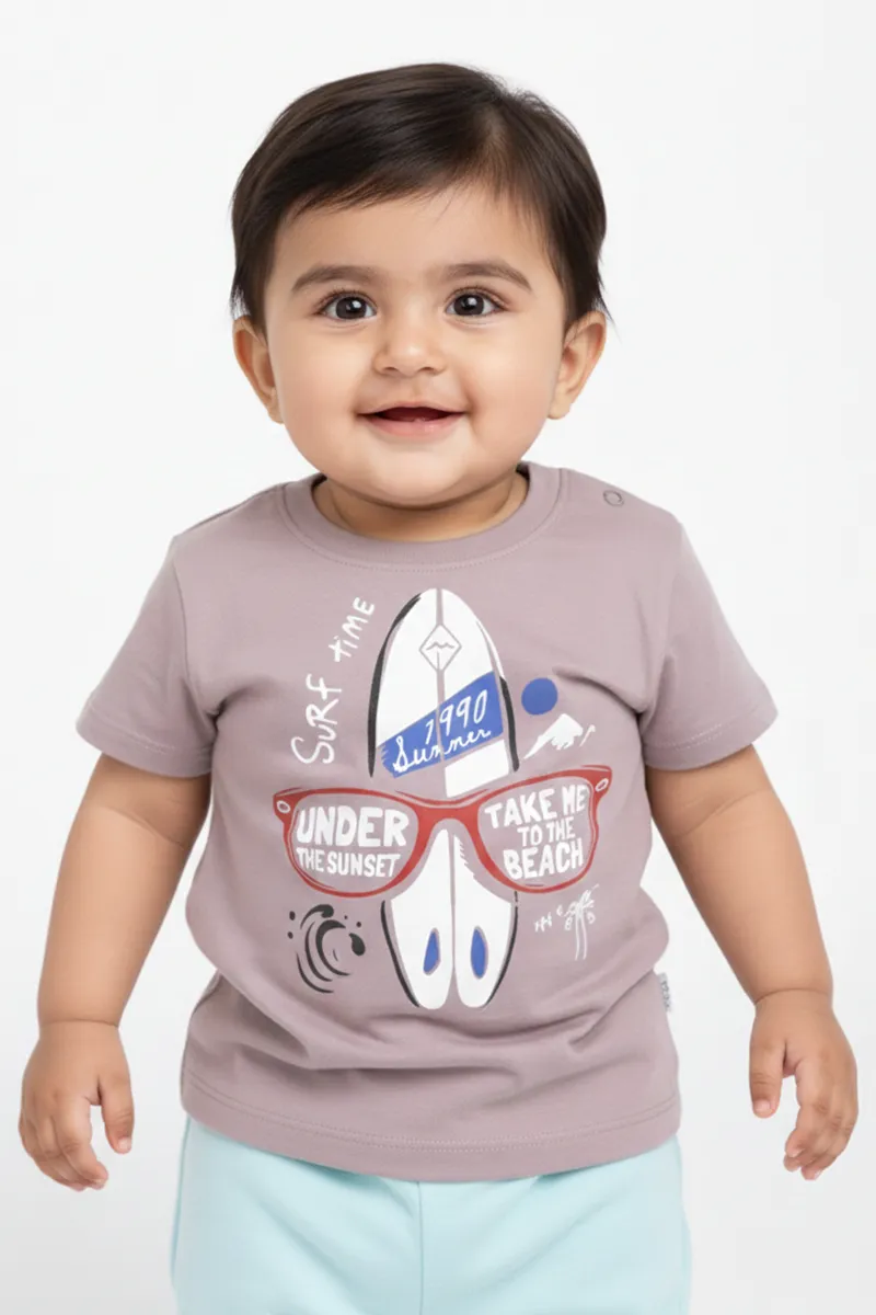 Printed T-Shirt for Baby Boys - Mauve
