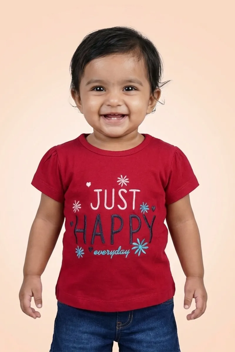 Printed Cotton T-Shirt for Baby Girls - Pink CLJBT00162PIN612M