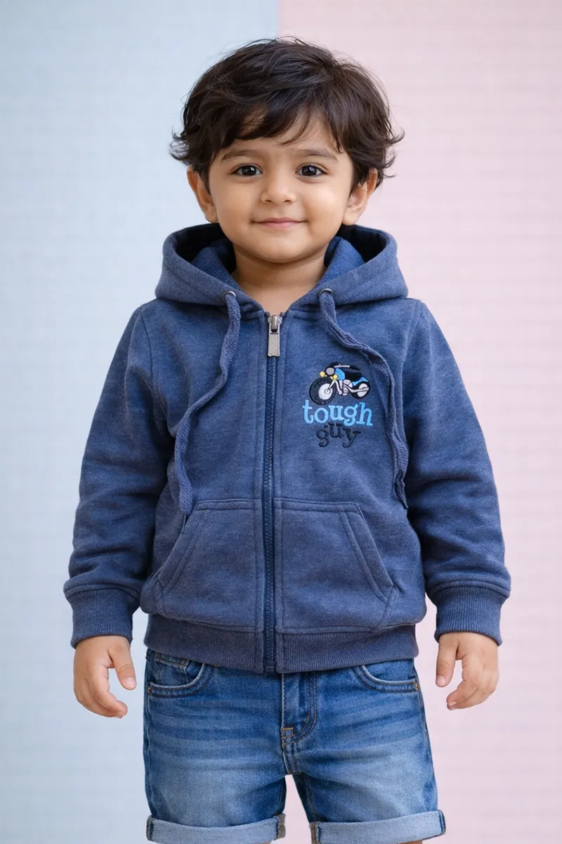 Cotton Blend Solid Hoodie for Baby Boys - Navy Blue CLJBT00165NAVBLU612M