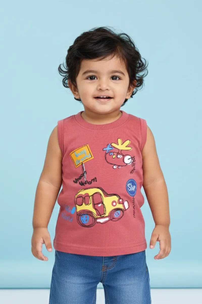 Printed T-Shirt for Baby Boys - Dusty Pink CLJBT00166DUS612M