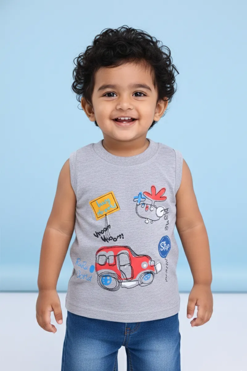 Printed T-Shirt for Baby Boys - Grey CLJBT00166GRE612M