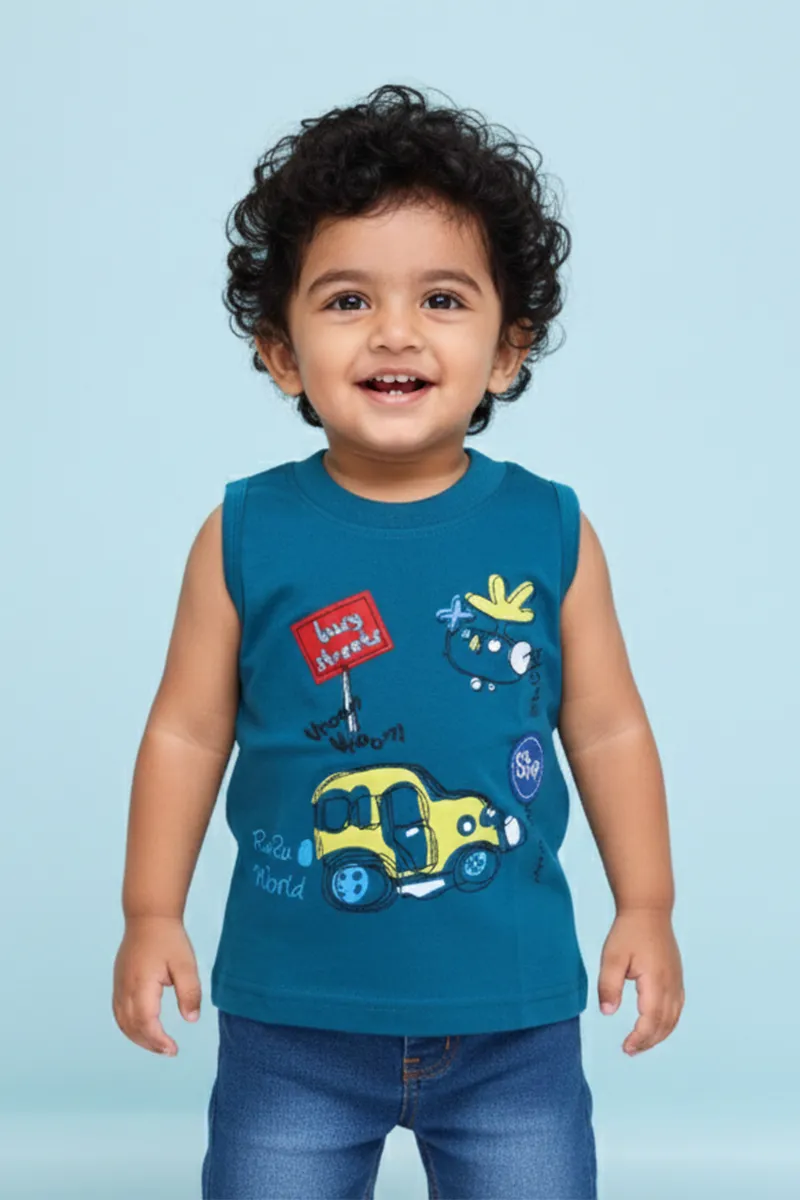 Printed T-Shirt for Baby Boys - Teal CLJBT00166TEA612M