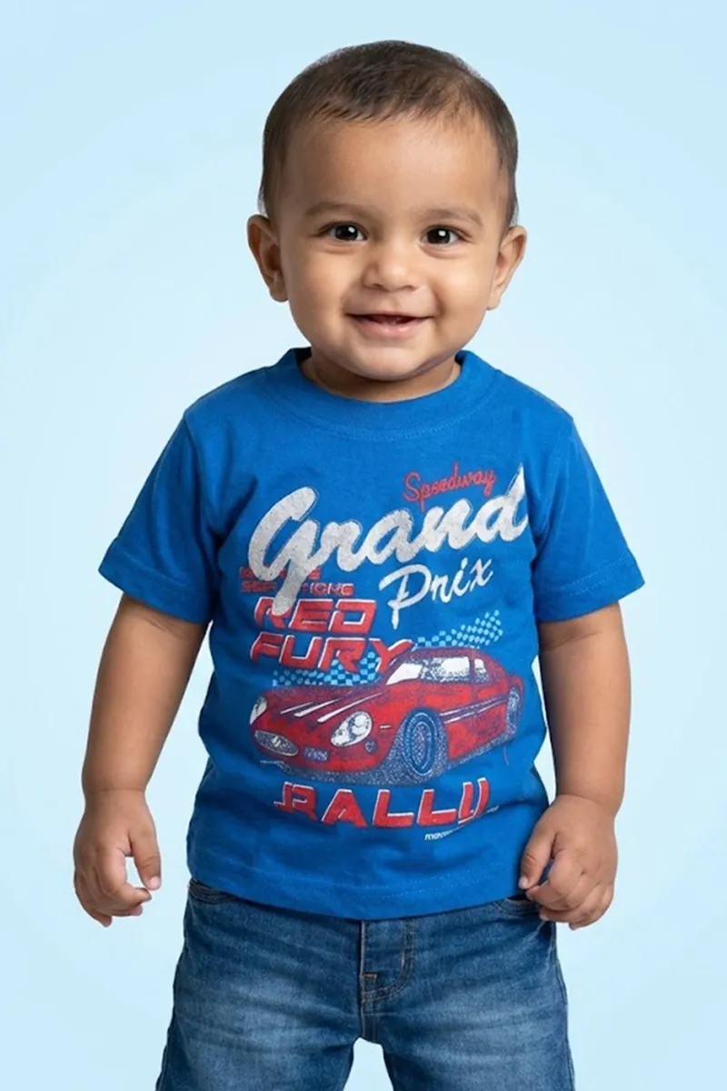 Printed T-Shirt for Baby Boys - Blue CLJBT00168BLU612M