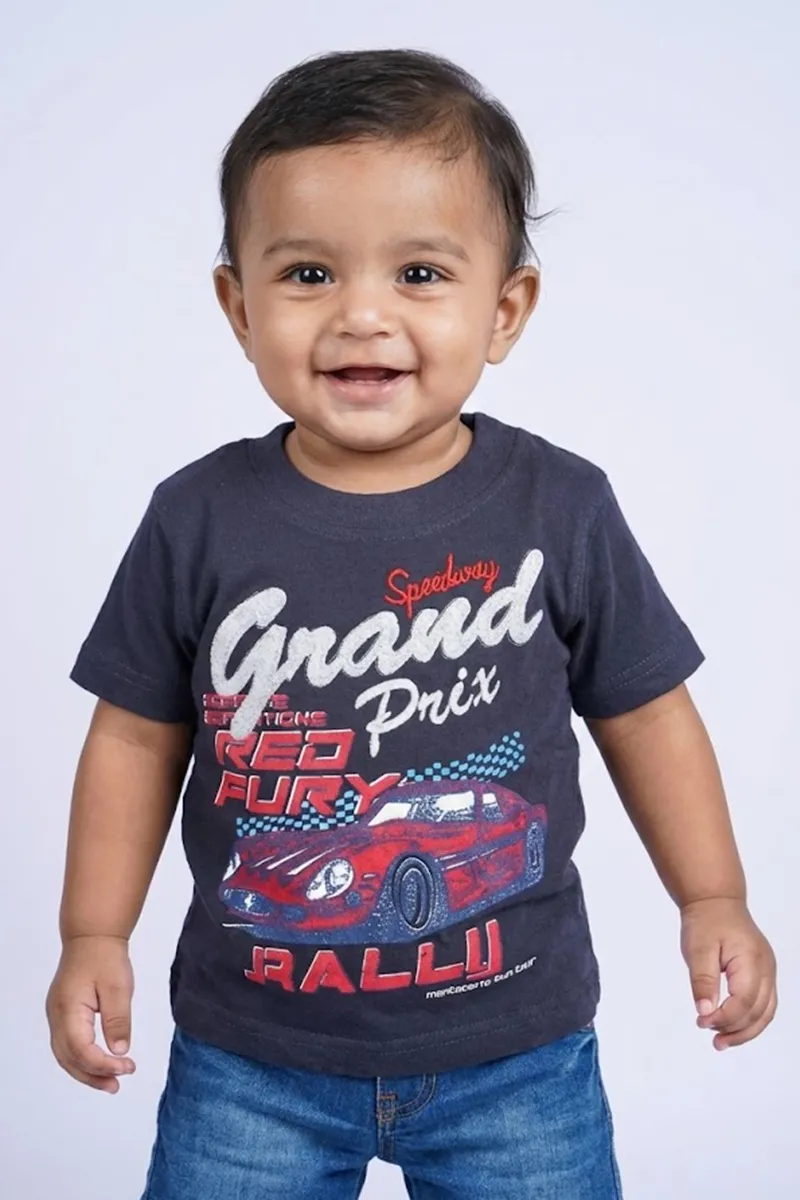 Printed T-Shirt for Baby Boys - Dark Grey CLJBT00168DGRE612M
