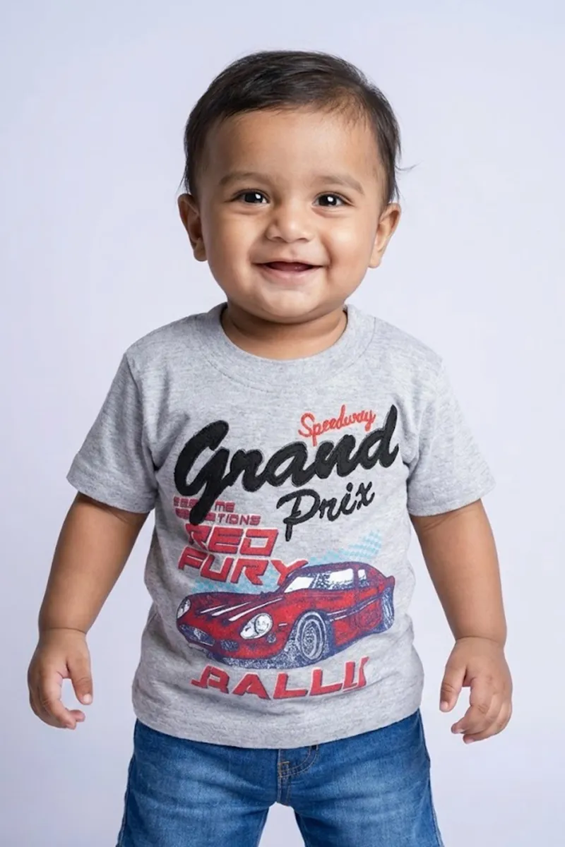 Printed T-Shirt for Baby Boys - Grey CLJBT00168GREY612M