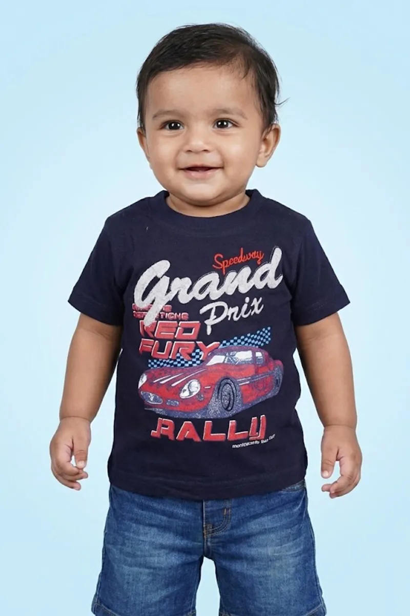 Printed T-Shirt for Baby Boys - Navy Blue CLJBT00168NAV612M