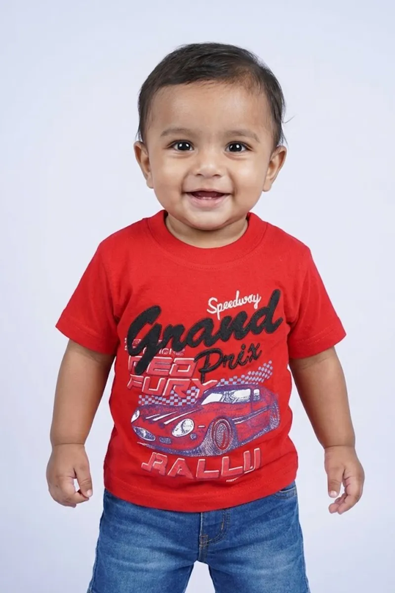 Printed T-Shirt for Baby Boys - Red CLJBT00168RED612M