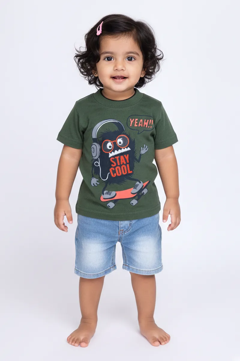 Printed T-Shirt for Baby Boys - Green CLJBT00169GRN612M