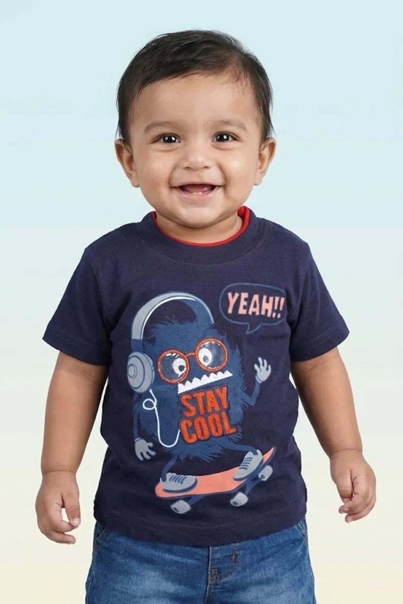 Printed T-Shirt for Baby Boys - Navy Blue CLJBT00169NAV612M