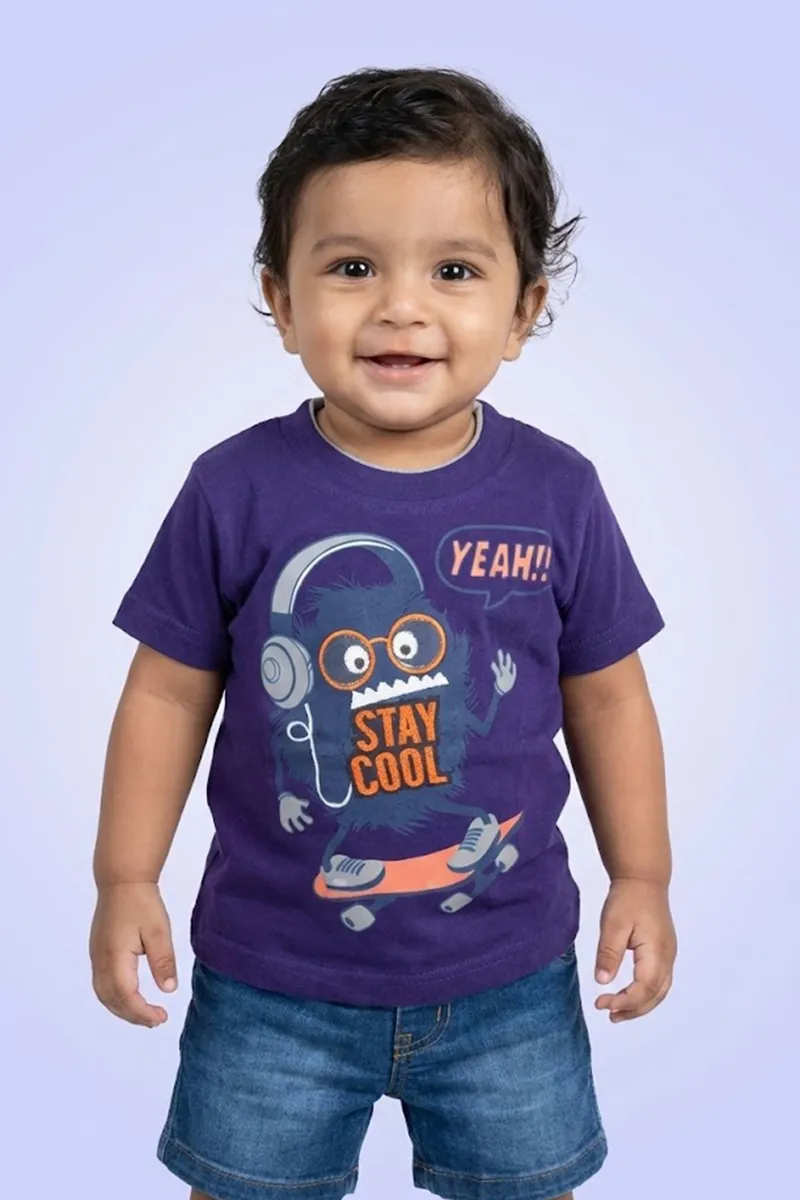 Printed T-Shirt for Baby Boys - Purple CLJBT00169PUR612M