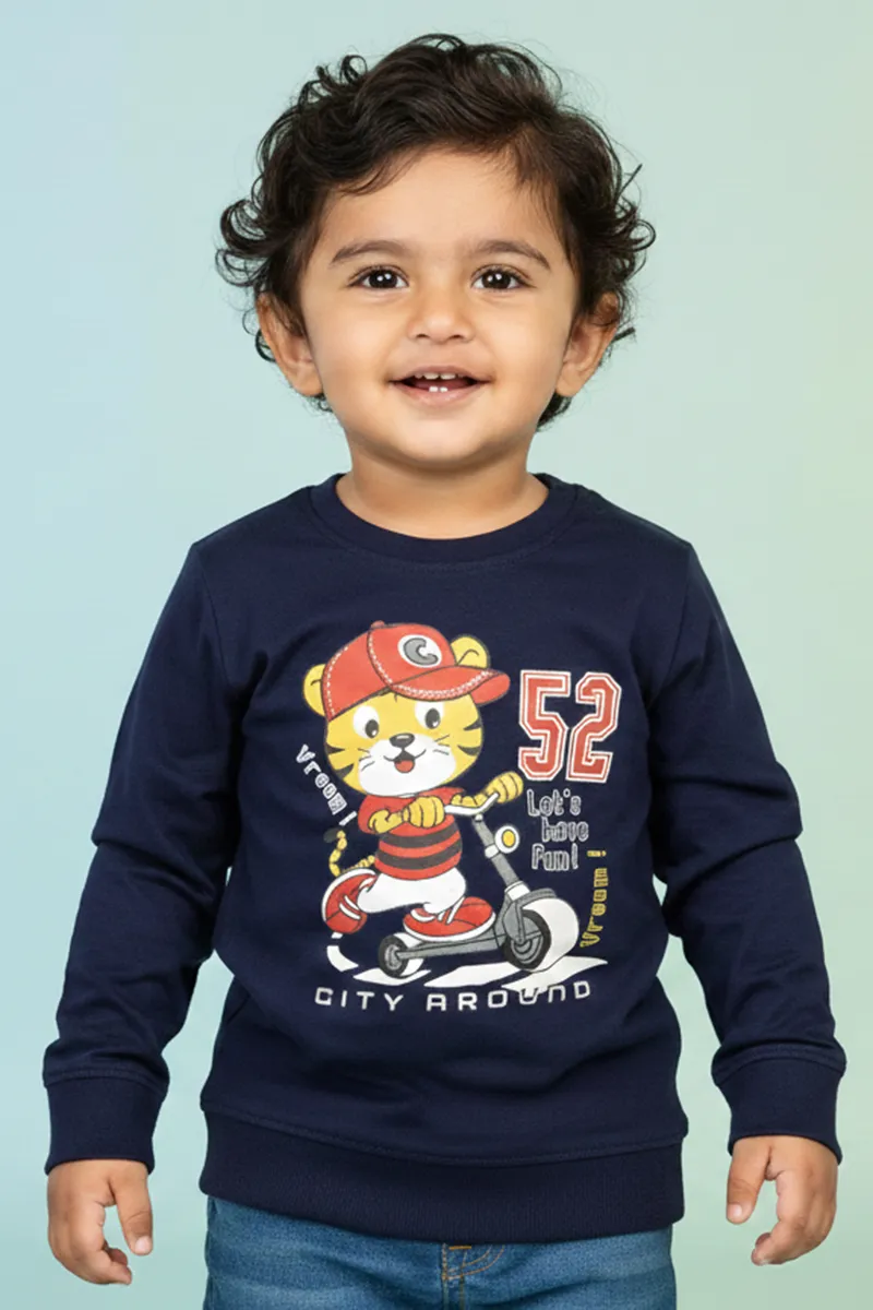 Printed Full-Sleeve T-Shirt for Baby Boys - Dark Blue CLJBT00228DAR612M