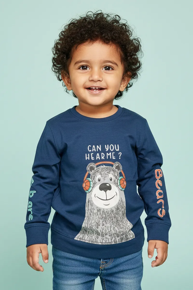 Printed Full-Sleeve T-Shirt for Boys - Teal CLBT00424TEA23YR
