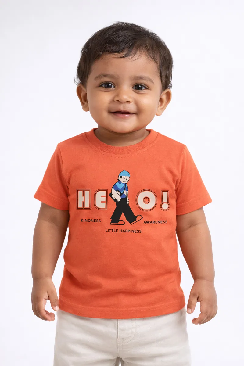 Printed T-Shirt for Baby Boy - Peach