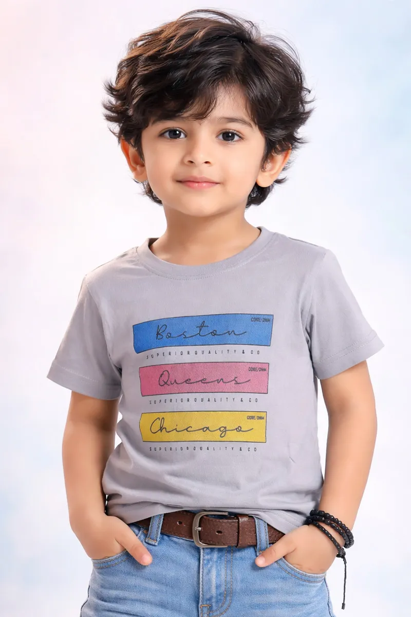 Printed T-Shirt for Baby Boy - Grey