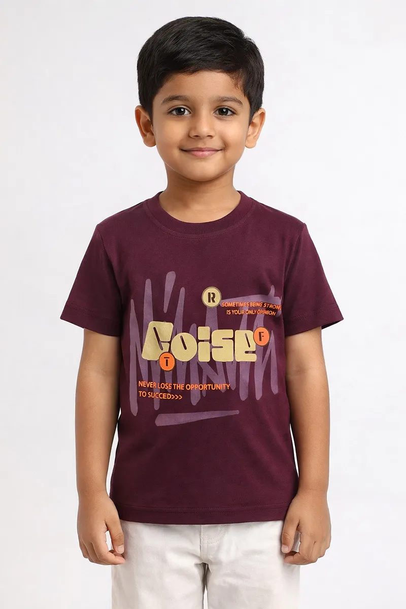 Printed T-Shirt for Baby Boy - Burgundy CLJBT00274BUR612M