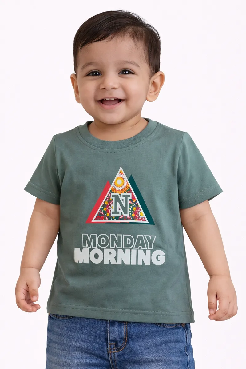 Printed T-Shirt for Baby Boy - Green CLJBT00279GRE612M