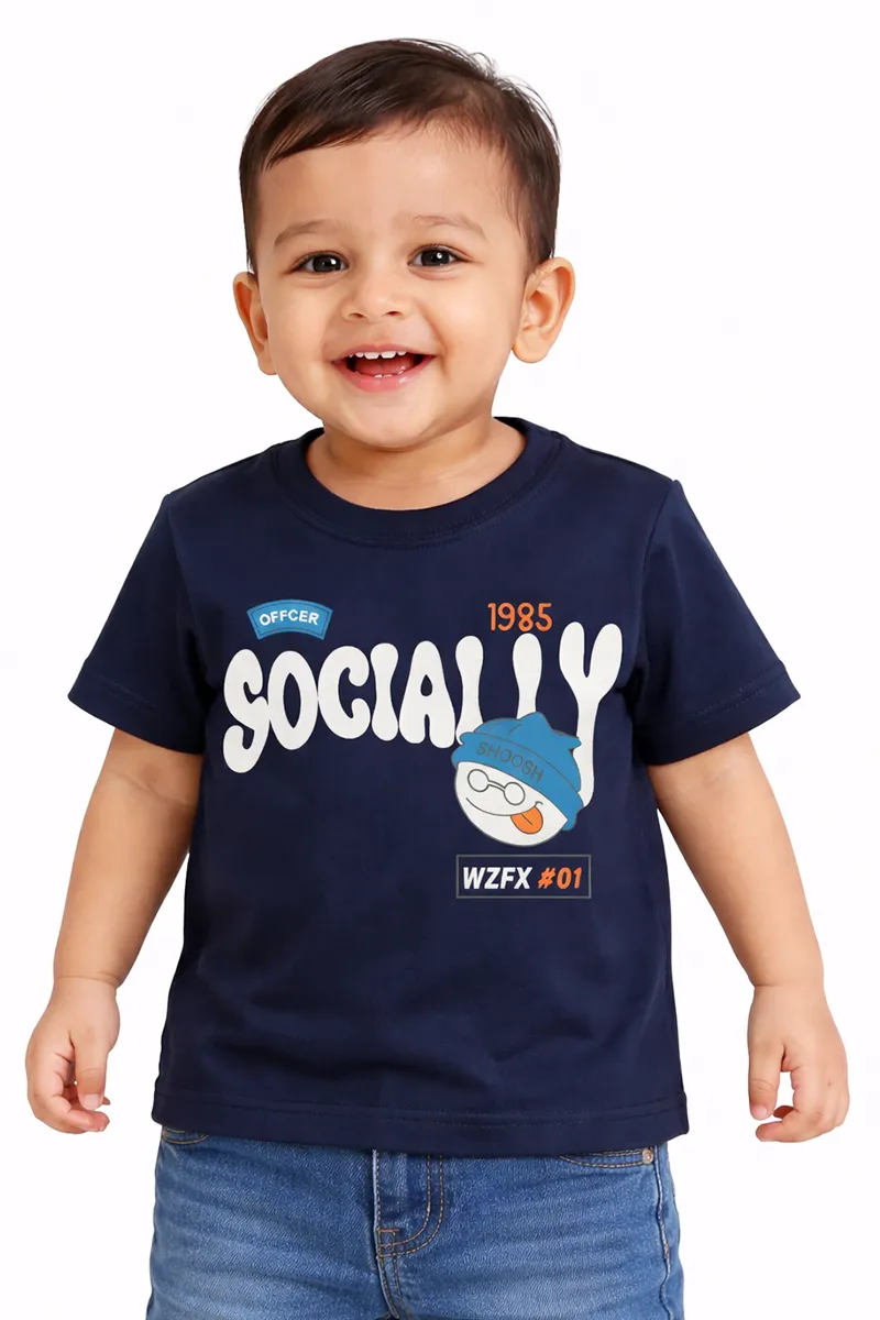 Printed T-Shirt for Baby Boy - Navy Blue CLJBT00280NAV612M
