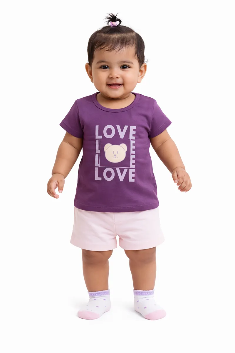 Printed T-Shirt for Baby Girl - Purple