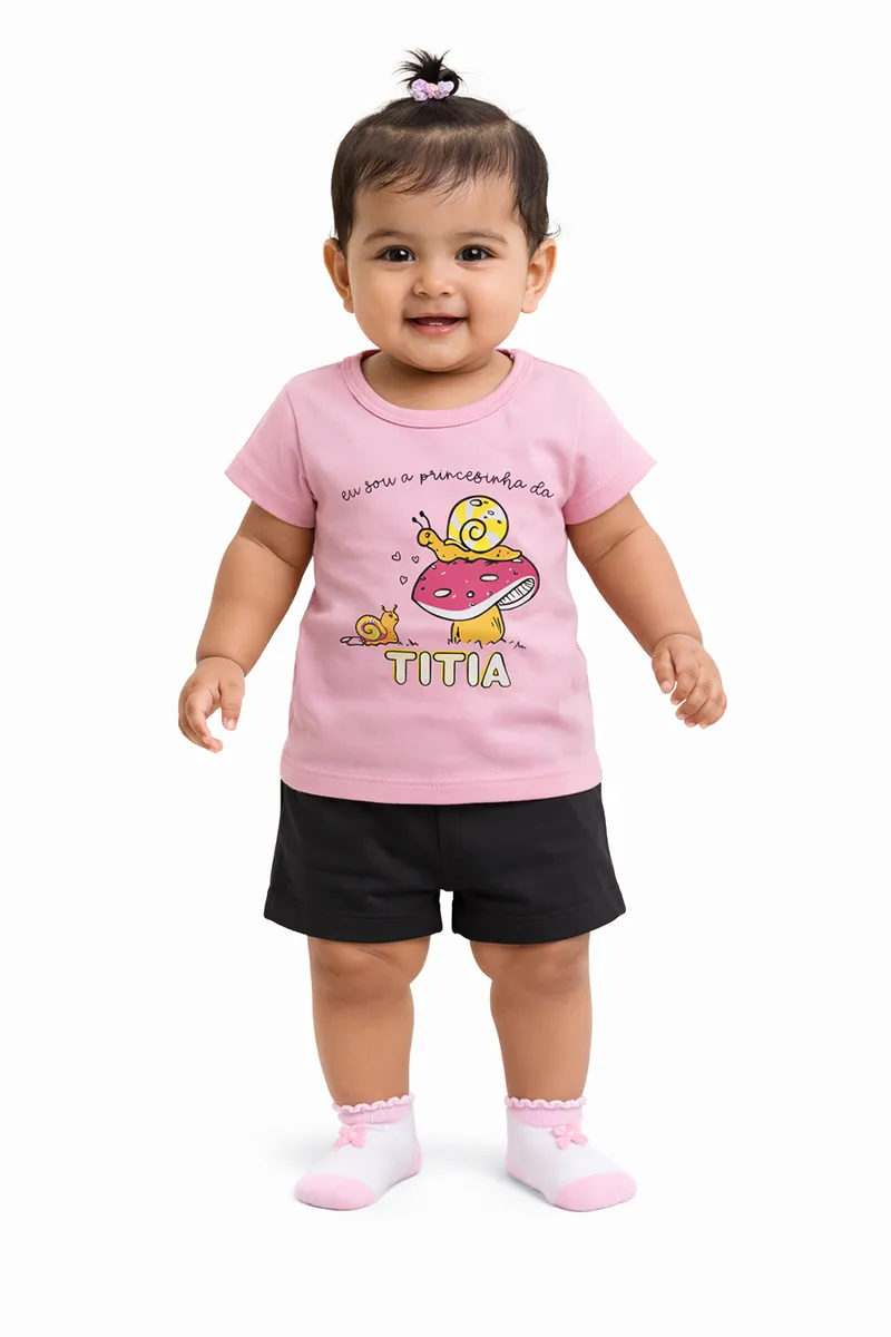 Printed T-Shirt for Baby Girl - Baby Pink