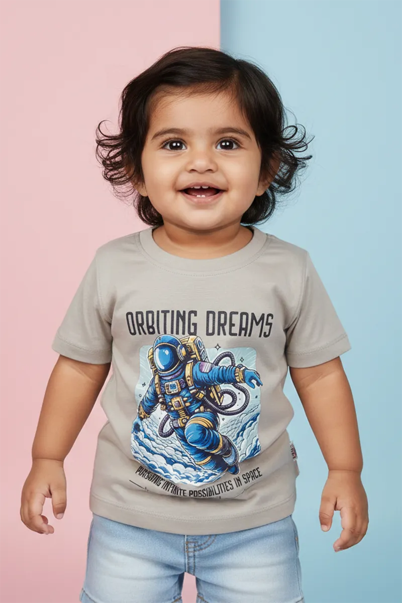 Tencel Printed T-Shirt for Baby Boys - Grey