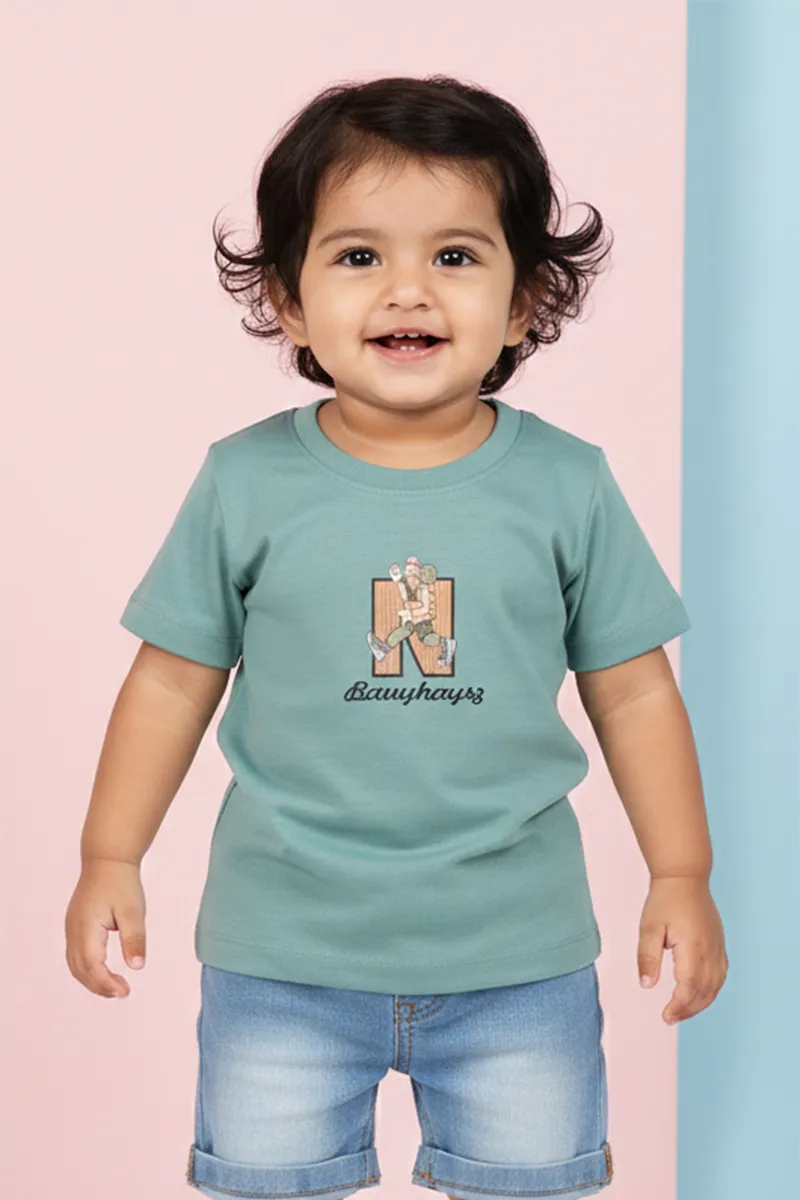 Tencel Printed T-Shirt for Baby Boys - Green CLJBT0093GRN612M