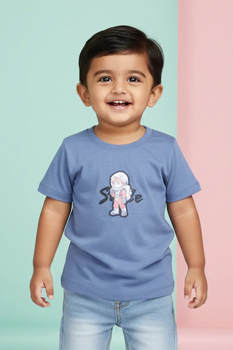 Tencel Printed T-Shirt for Baby Boys - Blue CLJBT0096BLU612M