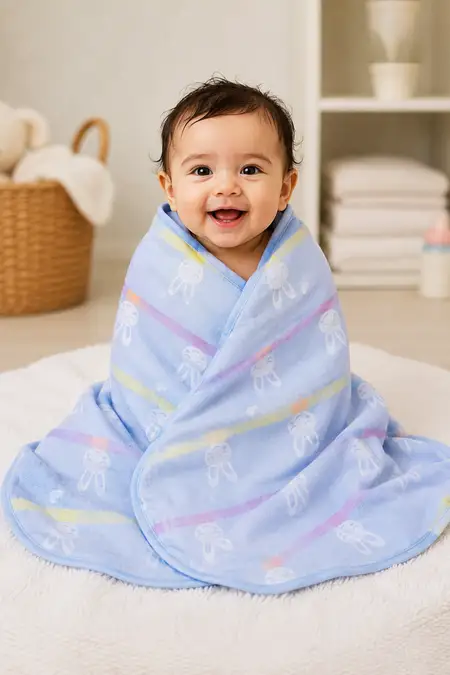 Cotton Towel for Babies -  Blue