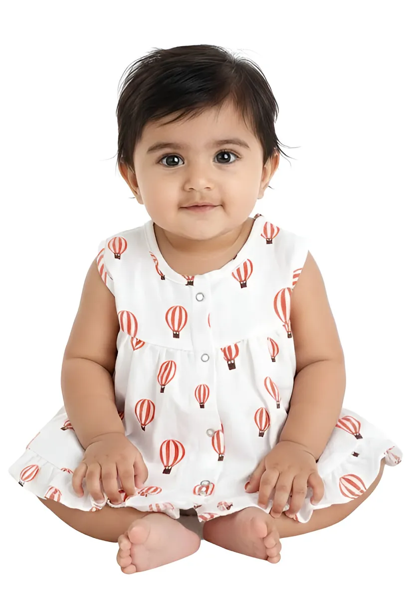 Muslin Button Frock for Baby Girl CLJBjbf04WHI03M