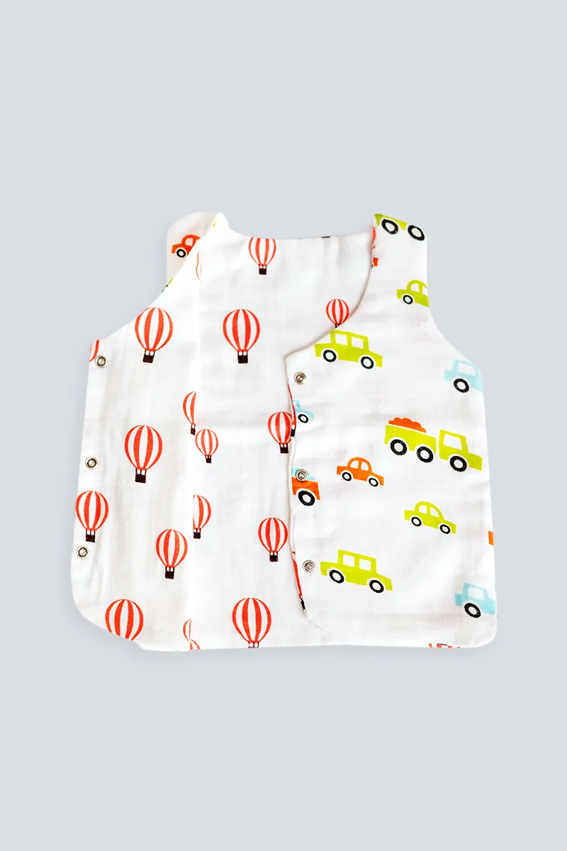 Reversible Muslin Button Jhabla for Babies CLJBrj03BabWHI03MO