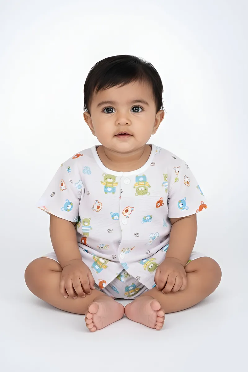 Cotton Button Jhabla Set for Babies - Mauve CLJS001MAU03M