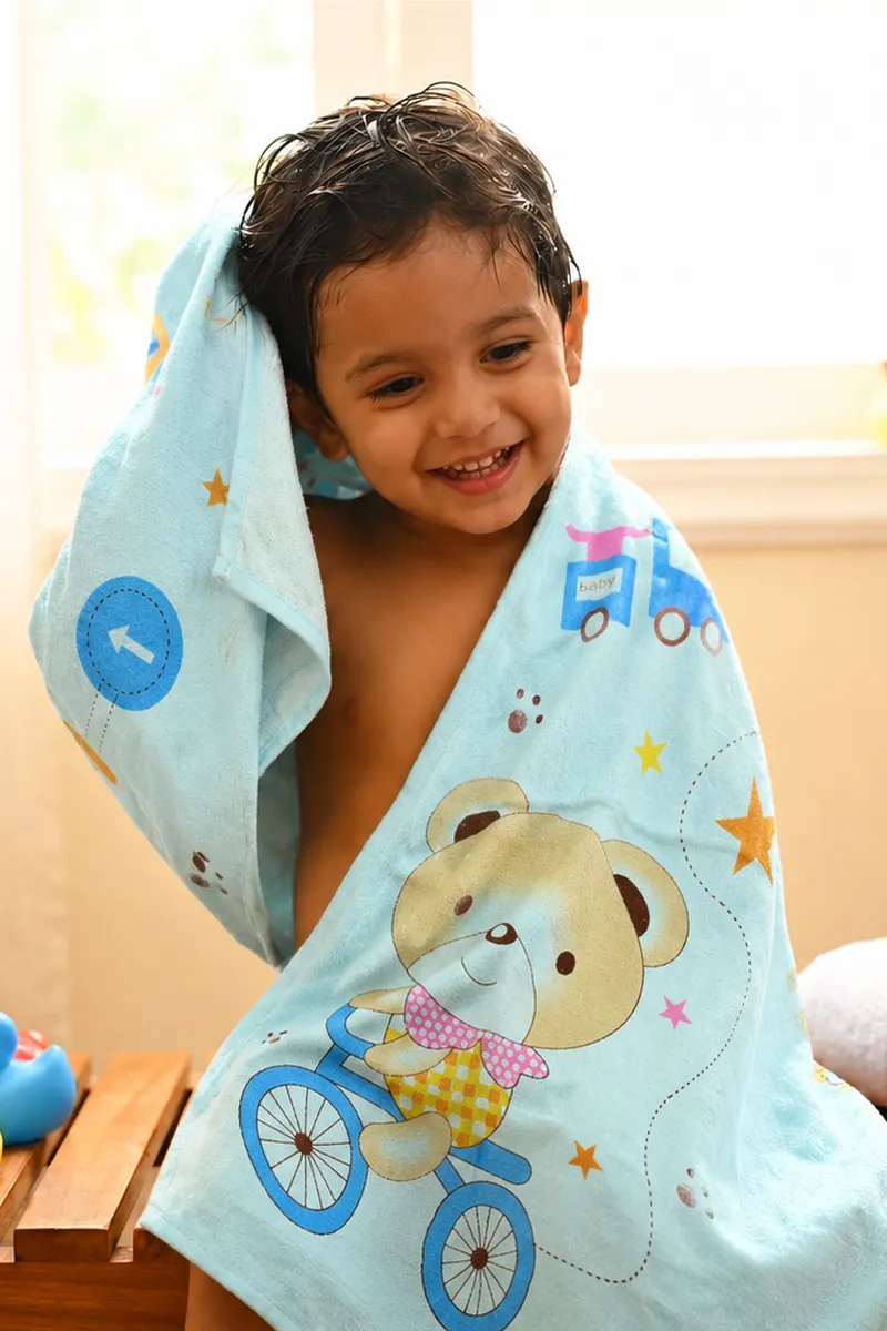 Cotton Printed Towel for Kids - Blue CLKA036BLUONESIZ