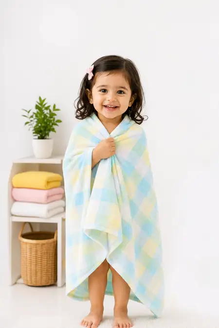 Cotton Printed Towel for Kids - Green