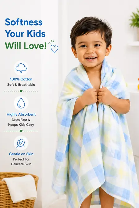 Cotton Printed Towel for Kids - Multicolour