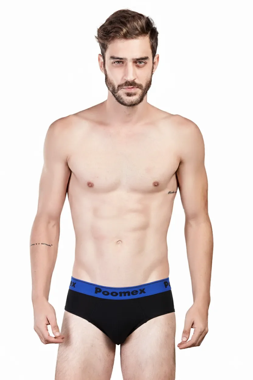 Men's Cotton Solid Elegant Briefs CLMBR001BLA80
