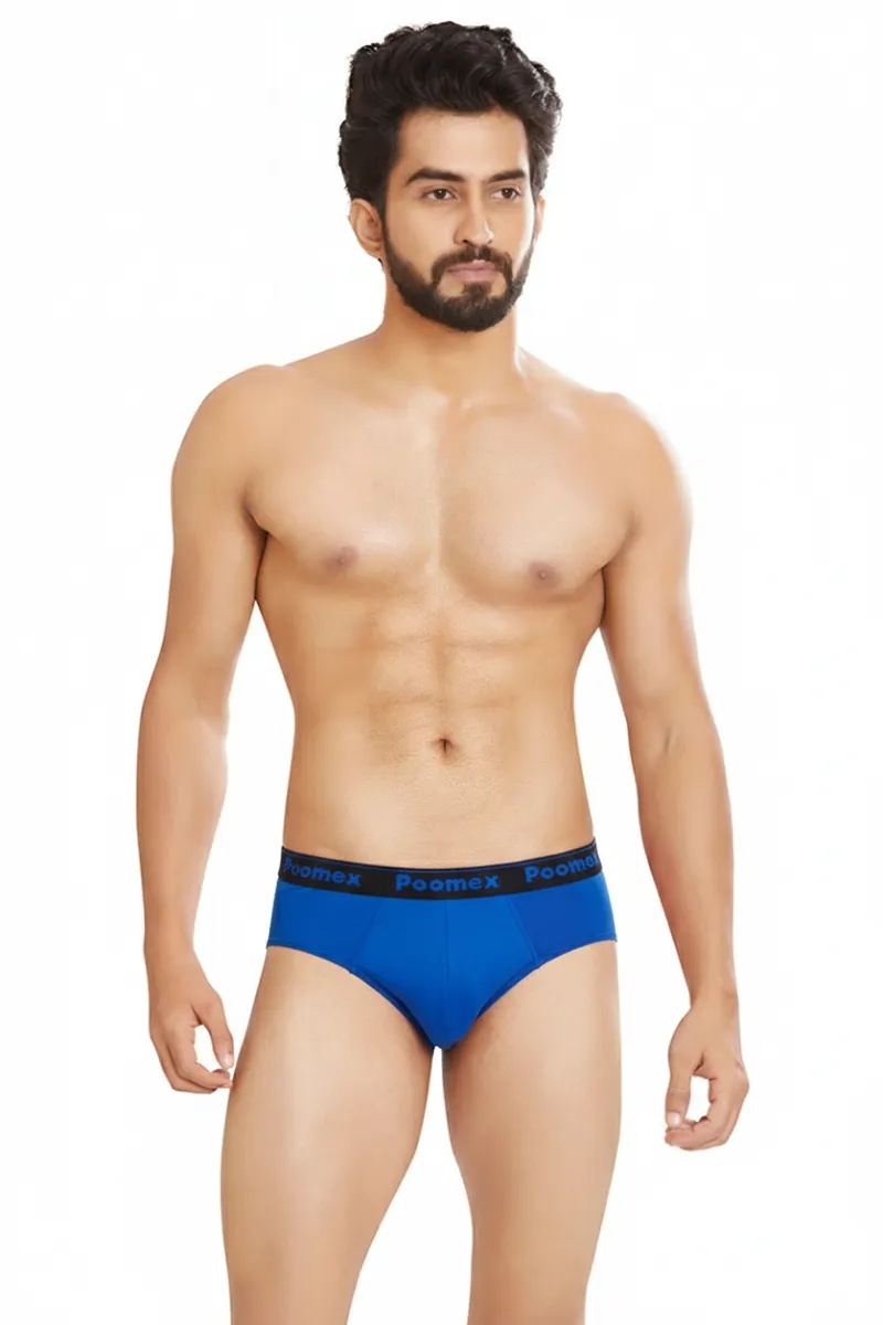 Men's Cotton Solid Elegant Briefs CLMBR001BLU80