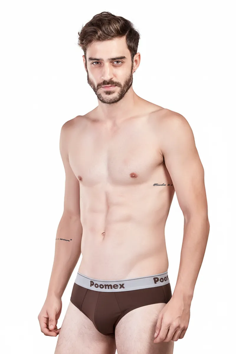 Men's Cotton Solid Elegant Briefs CLMBR001BRO80