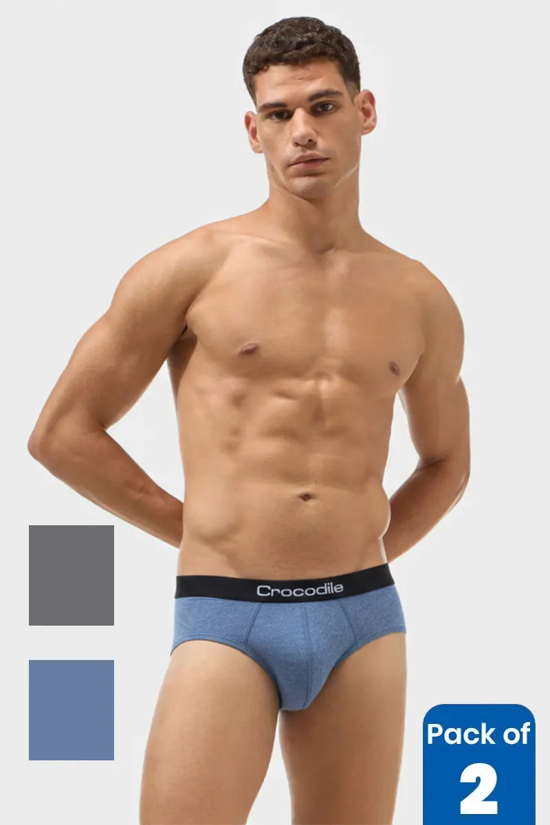 Men's Comfort Fit Cotton Solid Briefs – Pack of 2 CLMBR016MULXL