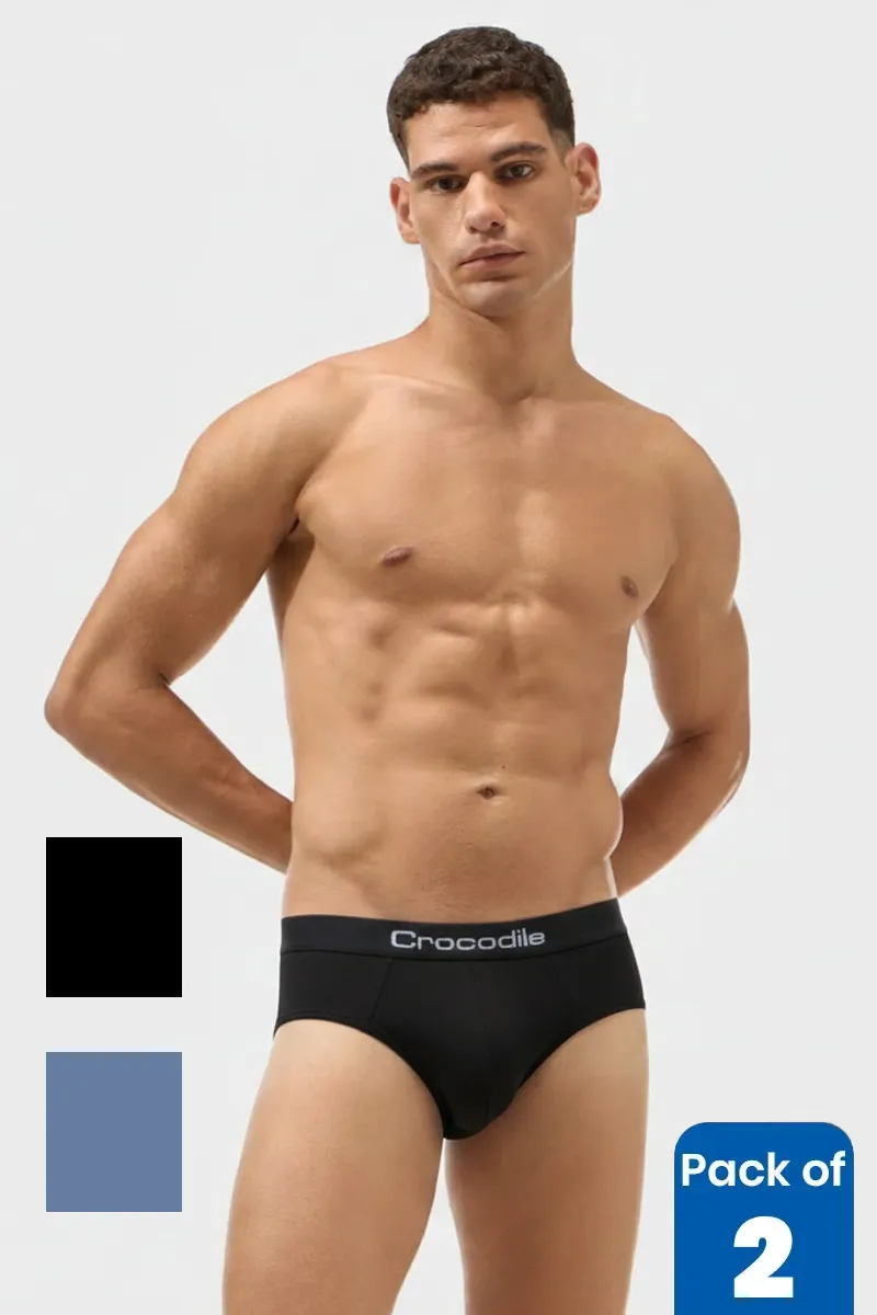 Men's Comfort Fit Cotton Solid Briefs – Pack of 2 CLMBR017MULL